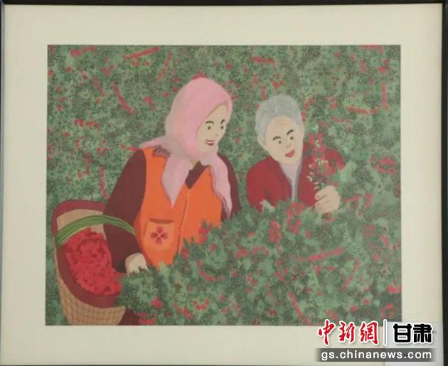 靖遠(yuǎn)縣枸杞種植業(yè)帶動10多萬農(nóng)民脫貧致富。刺繡 王明風(fēng) 繡稿 胡靜