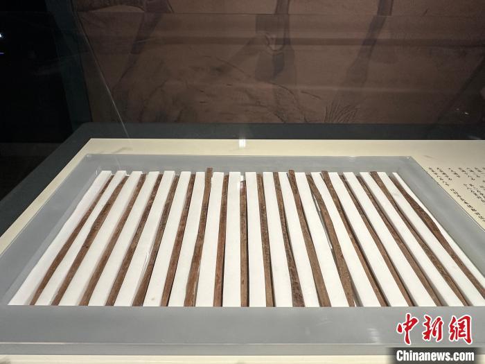 圖為甘肅簡牘博物館展陳的漢簡。中新社記者 戴文昌 攝