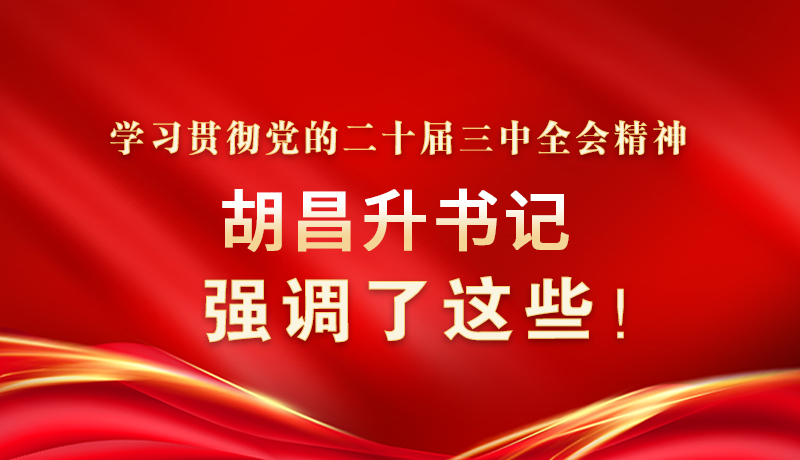 圖解|學(xué)習(xí)貫徹黨的二十屆三中全會精神 胡昌升書記強調(diào)了這些！