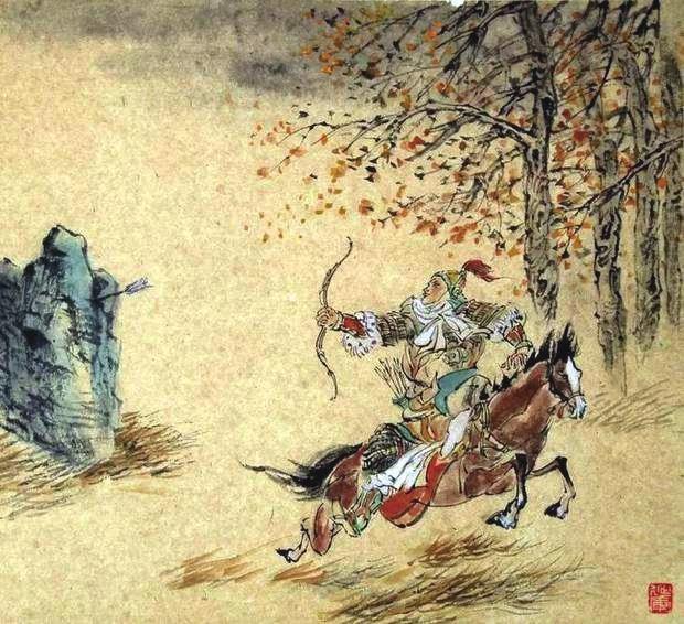 “林暗草驚風(fēng)，將軍夜引弓?！碑?huà)作